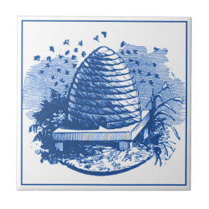 Vintage Delft Blau Art Nouveau Bienenstock Fliese