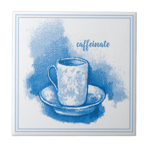 Vintage Delft Blau Art Nouveau Kaffeeliebhaber Fliese