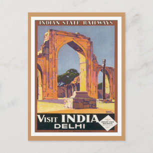 Vintage Delhi Indien Eisenbahnen Postkarte