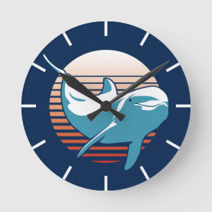 Vintage Delphin Runde Wanduhr