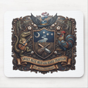 Vintage Delta Blues Alligator & Rooster Musikmaus Mousepad