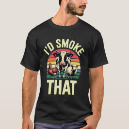 Vintage, den ich rauchen würde, lustiger Retro-BBQ T-Shirt