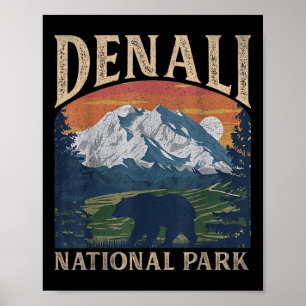 Vintage Denali National Park Retro Mount Für Männe Poster