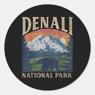 Vintage Denali National Park Retro Mount Für Männe Runder Aufkleber