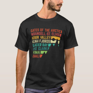 Vintage Denali Nationalparks Liste Alaska Souvenir T-Shirt