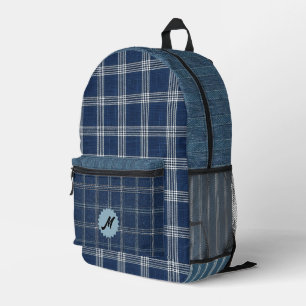 Vintage-Denim-Druck Streifen Karo Bedruckter Rucksack