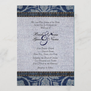 Vintage Denim Floral Hochzeitseinladung Einladung