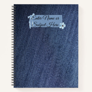Vintage-Denim-Schwarze-Katze-Anpassbarer-Name-Noti Notizbuch