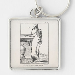 Vintage denkende menschliche Skeleton medizinische Schlüsselanhänger