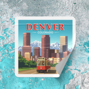 Vintage Denver Colorado Quadratischer Aufkleber