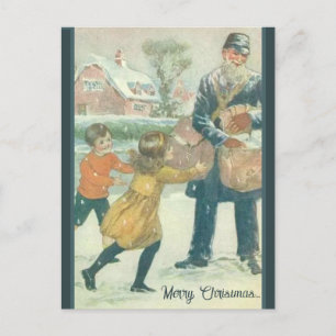 Vintage Der Briefträger Weihnachts-Postkarte Postkarte