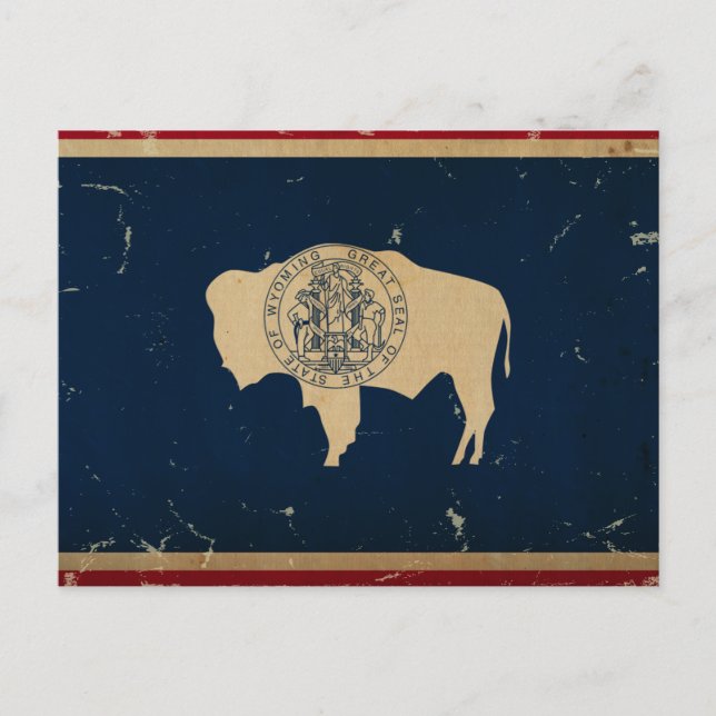 Vintage der Flagge des Wyoming-Staates Postkarte (Vorderseite)