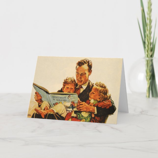 Vintage der Vatertags-Karten-Lesekindervierziger Karte (Vorderseite)
