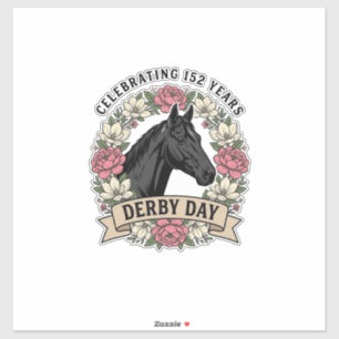 Vintage Derby Day Pferd Blumen Shirt Design Aufkleber