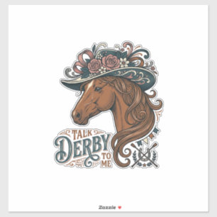 Vintage Derby Pferd Blumenhut Hemd Design_1 Aufkleber