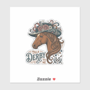 Vintage Derby Pferd Blumenhut Hemd Design_1 Aufkleber
