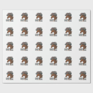 Vintage-Derby-Pferd-Blumenhut-Hemd-Design_1 Geschenkpapier