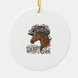 Vintage Derby Pferd Blumenhut Hemd Design_1 Keramik Ornament