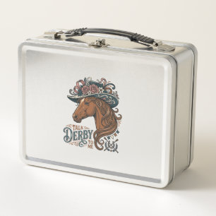 Vintage Derby Pferd Blumenhut Hemd Design_1 Metall Brotdose