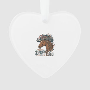Vintage Derby Pferd Blumenhut Hemd Design_1 Ornament