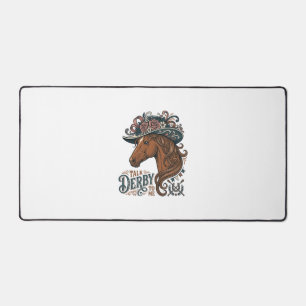 Vintage Derby Pferd Blumenhut Hemd Design_1 Schreibtischunterlage