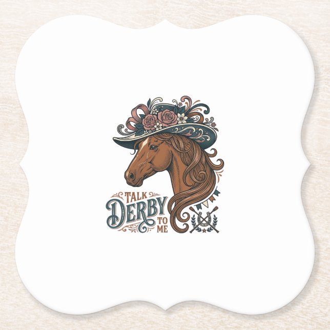Vintage Derby Pferd Blumenhut Hemd Design_1 Untersetzer (Vorderseite)
