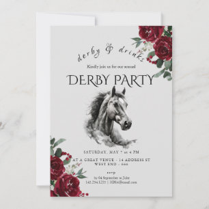 Vintage-Derby- und Getränke-Party-Einladung Pferd  Einladung