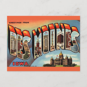 Vintage Des Moines Iowa Postkarte