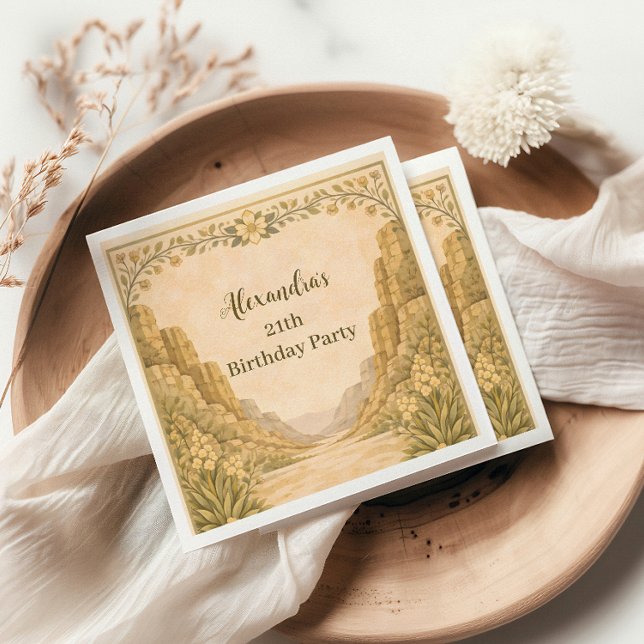 Vintage Desert Florals Birthday Serviette (Von Creator hochgeladen)