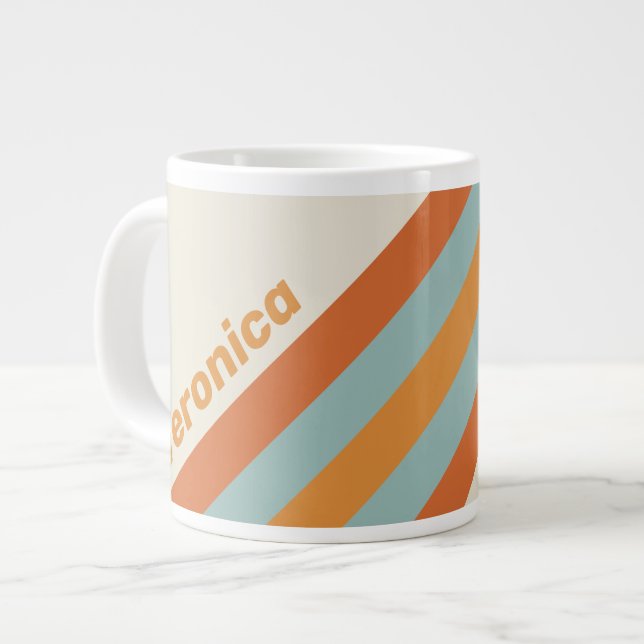 Vintage Desert Flower Stripes with Name Jumbo-Tasse (Vorderseite Links)