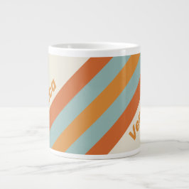 Vintage Desert Flower Stripes with Name Jumbo-Tasse