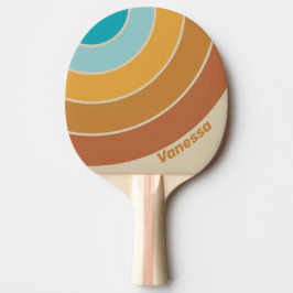 Vintage Desert Rainbow Circle Stripe with Name Tischtennis Schläger