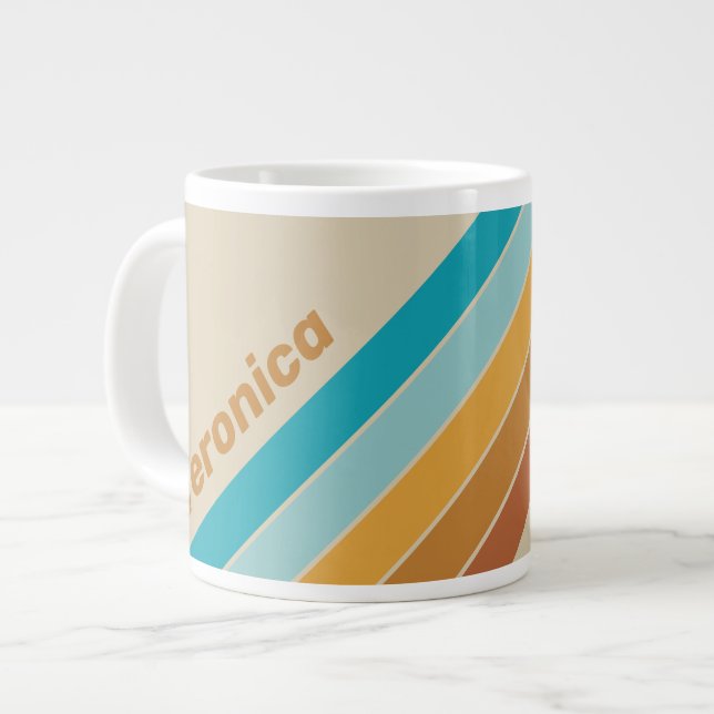 Vintage Desert Rainbow Stripes with Name Jumbo-Tasse (Vorderseite Links)