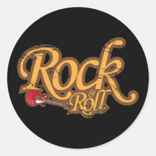 Vintage-Design-Aufkleber - Rock 'n Roll Runder Aufkleber