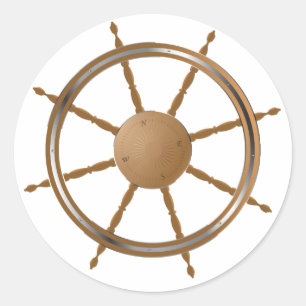 Vintage-Design eines nautischen Schiffsradruder-Ko Runder Aufkleber