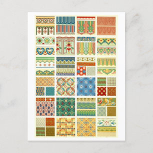 Vintage-Design für geometrischen Stoff/Textil Postkarte