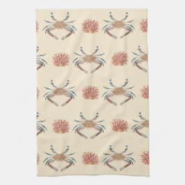 Vintage Design mit Krabben und Korallen Geschirrtuch
