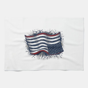 Vintage-Design mit Patriotic Flag-Shirt_1 Geschirrtuch