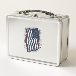 Vintage-Design mit patriotischer Flagge auf Hemd_1 Metall Brotdose