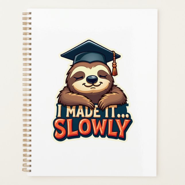Vintage-Design mit schlafendem Faultier zur Gradui Planer (Vorderseite)