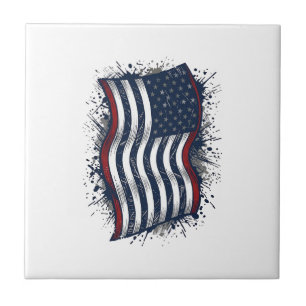 Vintage-Design mit US-Flagge auf Hemd_1 Fliese