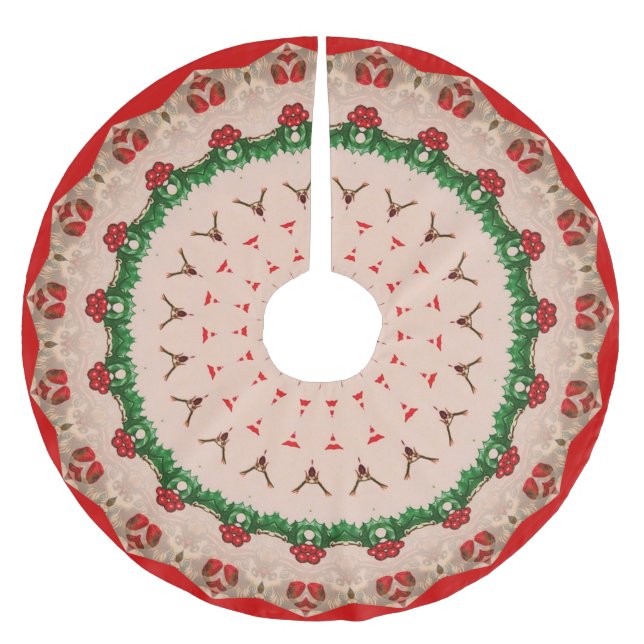 Vintage-Design Polyester Weihnachtsbaumdecke (Vorderseite)