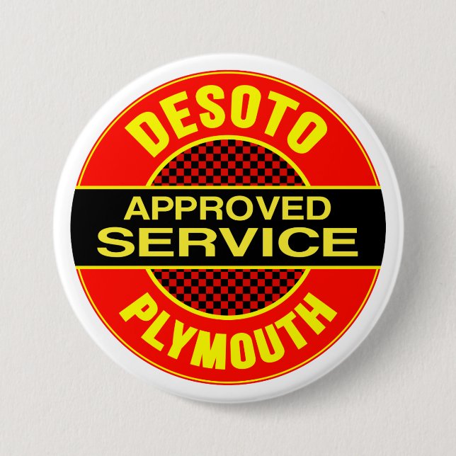 Vintage DeSoto-Service-Schild Button (Vorderseite)