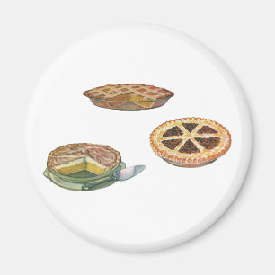 Vintage Desserts, Erntedank Pies, Pecan Pumpkin Magnet