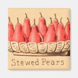 Vintage-Desserts gekochte Birnen Fruchtillustratio Magnet
