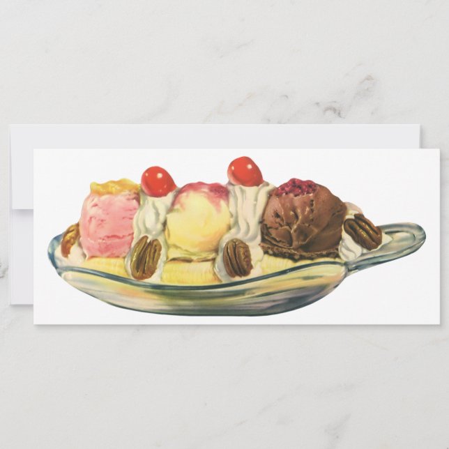 Vintage Desserts, Kirschen aus Bananengeflecht Einladung (Vorderseite)