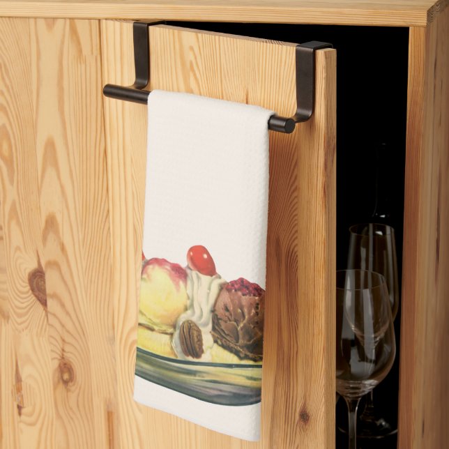 Vintage Desserts, Kirschen aus Bananengeflecht Geschirrtuch (Drittel gefaltet)