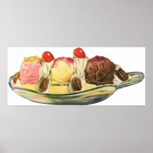 Vintage Desserts, Kirschen aus Bananengeflecht Poster