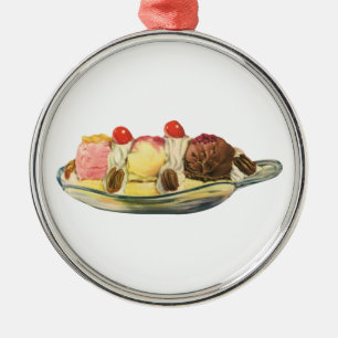 Vintage Desserts, Kirschen aus Bananengeflecht Silbernes Ornament
