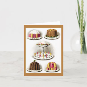 Vintage-Desserts und Backwaren gerahmte Notizkarte Karte